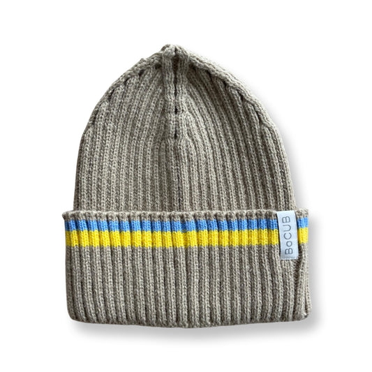 Fishermans Beanie - Beige  / Yellow / Sky