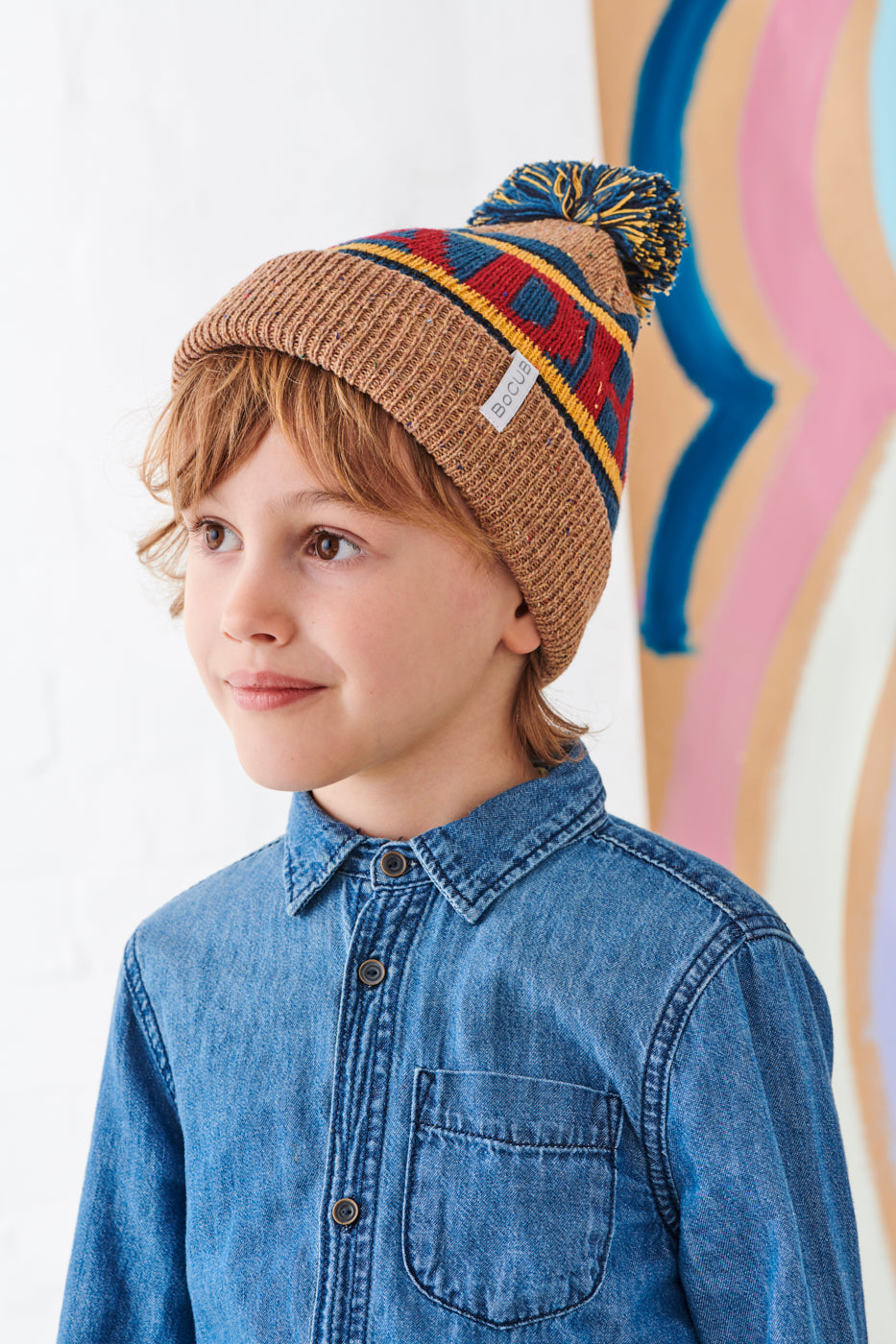 "Bad Hair" Tan/Navy - Beanie