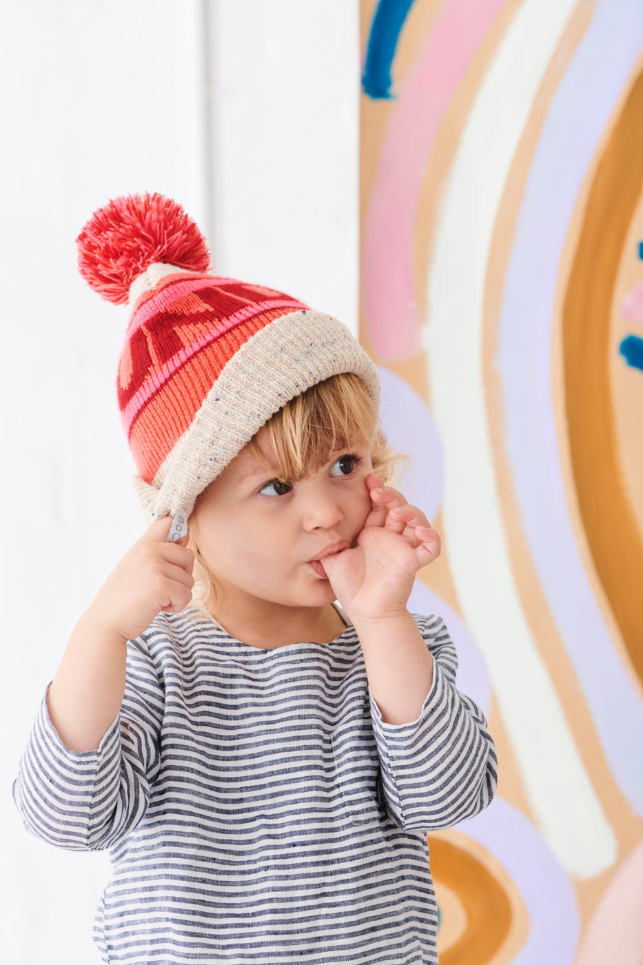 "Round & Round" Pink/Cream - Beanie