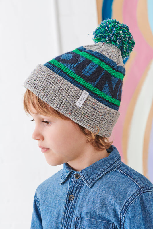 "Round & Round" Blue/Grey - Beanie