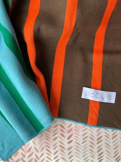Soooo Stripy Blanket - Orange/Chocolate/Green/Blue