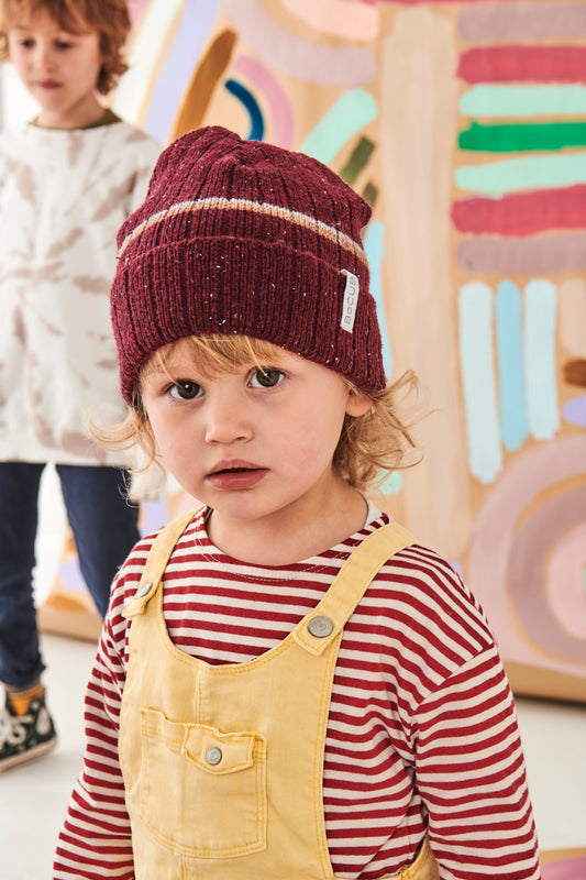 "Spring Beanie" Maroon Speckled