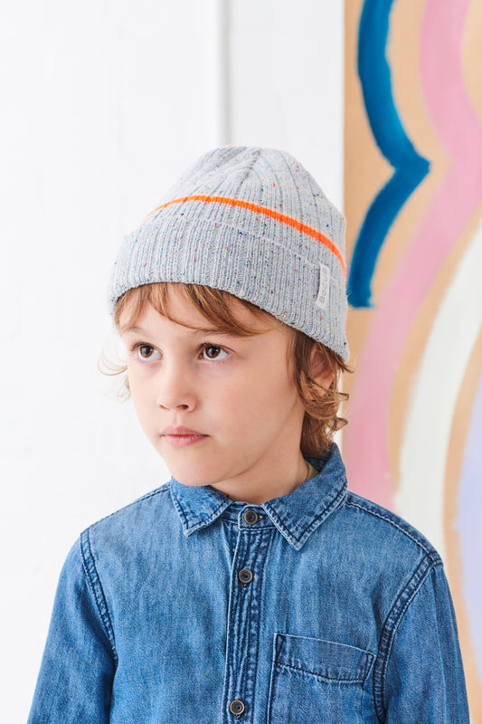"Spring Beanie" Grey Speckled