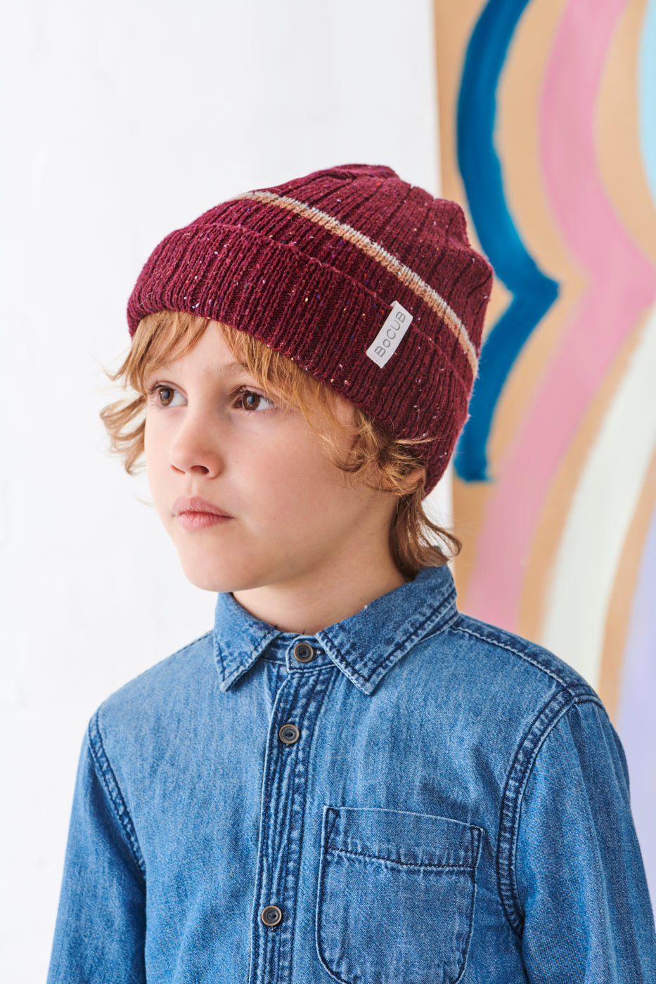 "Spring Beanie" Maroon Speckled
