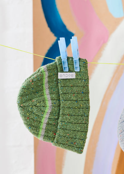 "Spring Beanie" Green Speckled