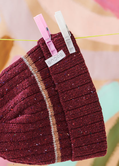 "Spring Beanie" Maroon Speckled