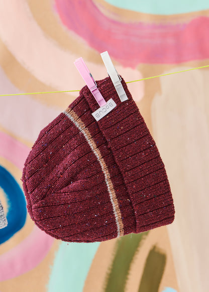 "Spring Beanie" Maroon Speckled